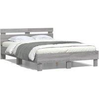 Berkfield Home Bed Frame with LED without Mattress Grey Sonoma 120x200 cm | Size: Small Double