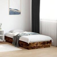 Berkfield Home Bed Frame without Mattress Smoked Oak 90x190 cm Single Engineered Wood in Brown
