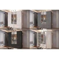 Modern 4 Door High Gloss Wardrobe White Black Or Grey