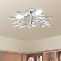 Berkfield Home Ceiling Lamp White & Transparent Acrylic Crystal Leaf Arms 3 E14 Bulbs