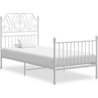 Bed Frame White Metal 100x200 cm