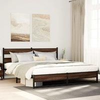 Metal Bed Frame without Mattress Brown Oak 180x200 cm Super King