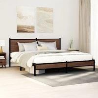 Metal Bed Frame without Mattress Brown Oak 180x200 cm Super King