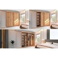 Double Sliding Wardrobe 203Cm Oak Modern Bedroom