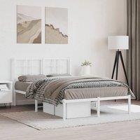 Berkfield Home Metal Bed Frame without Mattress with Headboard White 120x200cm | Size: Small Double