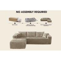 Modern Fabric L-Shape Corner Sofa - Corduroy, 3-Seater, Left or Right Chaise