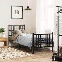 Berkfield Home Metal Bed Frame without Mattress with Footboard Black 75x190cm | Size: 75x190 cm