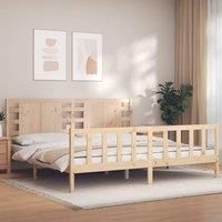 Bed Frame with Headboard 200x200 cm Solid Wood