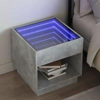 Berkfield Home Bedside Table with Infinity LED Concrete Grey 50x50x50 cm | Size: 50 x 50 x 50 cm