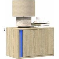 Berkfield Home Wall-mounted Bedside Cabinets with LED Lights 2 pcs Sonoma Oak in Brown