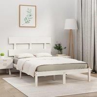 Bed Frame White Solid Wood 200x200 cm