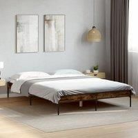 Berkfield Home Bed Frame without Mattress Smoked Oak 120x200 cm in Brown | Size: Small Double