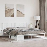Berkfield Home Metal Bed Frame without Mattress with Headboard White 183x213cm | Size: 183x213 cm