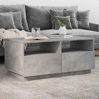 Berkfield Home Coffee Table with LED Lights Concrete Grey 90x49x40 cm | Size: 90 x 49 x 40 cm