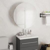 Berkfield Home Bathroom Cabinet with Round Mirror&LED White 47x47x17.5 cm