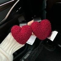 Cute Seat Back Car Hook Love Heart Plush Universal Auto Headrest Clothes Handbag Hang Storage