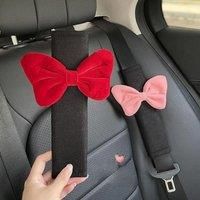 Cute Bow Car Seat Belt Shoulder Cover Car Safety Belt Cover Anti-stranglehold Car Interior