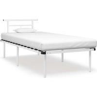 Bed Frame White Metal 90x200 cm