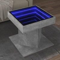 Berkfield Home Coffee Table with LED Concrete Grey 50x50x45 cm Engineered Wood | Size: 50 x 50 x 45 cm