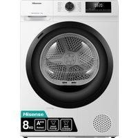 Hisense DH1Q802BW2 60cm Freestanding 8 KG Heatpump Front Load Tumble Dryer, 16 Programmes, Auto dry Steam Refresh, Allergy Care - White