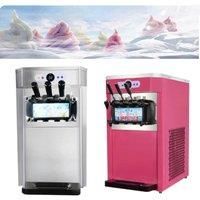 Pink Color Soft Ice Cream Maker Machine Commercial Stainless Steel Three Flavors Gelato Making