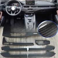 7PCS Car Central Console Gear Shift Air Vent Outlet Frame Interior Door Panel Trim Carbon Fiber For Audi A4 B9 S4 A5 S5 2017-22