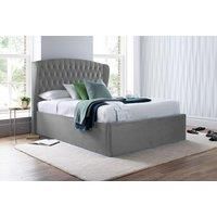 Luxury Winged Georgia Velvet Ottoman Bed Frame In Grey - 5 Sizes