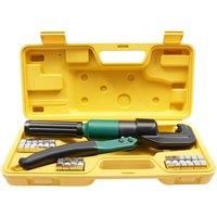 Hydraulic Crimping Tool, Professional Cable Cutter Hydraulic Cable Lug Crimper with 8 Pairs of Dies,