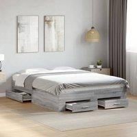 Berkfield Home Bed Frame with Drawers without Mattress Grey Sonoma 120x190 cm Small Double
