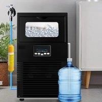 PBOBP Small Ice Maker Self Cleaning,Ice Machine With 24 Hour Timer,33 lbs Basket,Stainless Steel Ice