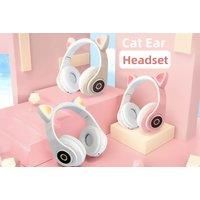 Cat Ear Wireless Foldable Headphones In 7 Colours - Black
