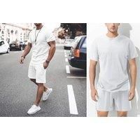 Men'S Solid Colour T-Shirt & Shorts Set - 5 Colours - Black