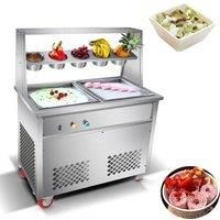 Commercial Fried Ice Machine Ice Cream Maker Double Pan Fried Yogurt Drink Fried Ice Cream Machine