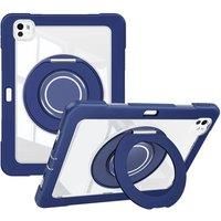 For iPad Pro 11" Case 2024 Silicone+PC Shockproof Rotating Bracket Cover for iPad Pro 11 Crystal