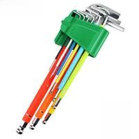 LAOA 9pcs S2 Hexagon Wrench L Type Hex Torx Colorful Ball-head Hex Screwdriver with Magnetic Rainbow