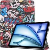 For iPad Air 11 2025 Case 11" PU Leather Paintings Cover Auto-sleep/Wake Up Function Standing Angle