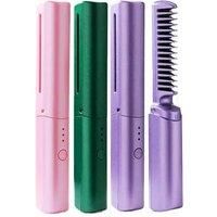 Usb Portable Wireless Hair Straightening Comb - 3 Colours - Green