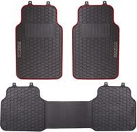 SPARCO SPCF500RD Set of 3 Universal Floor Mats with Rear Bridge for Car Model F500, Color Black/Red