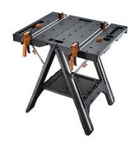 WORX WX051 Pegasus Multifunction Work Table and Sawhorse with Quick Clamps and Holding Pegs, Black