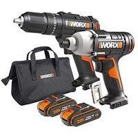 Worx WX902 18V Impact Hammer Drill Cordless Twin Pack with 2 Batteries and Charger
