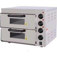 Commercial Electric Pizza Oven Double Deck Stainless Steel Kitchen Baking Equipment