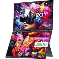 UPERFECT Dual Portable Monitor 15.6" 1080P FHD IPS Folding Stacked Triple Laptop Screen Extender