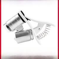 60x Mobile phone magnifier with light led High power HD Mini Pore portable jewelry identification with mobile phone clip