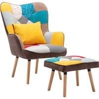 Wingback Armchair Set with Footstool and Lumbar Pillow for Comfort