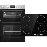 Hisense BI6095CXUK Built In Electric Electric Double Oven and Ceramic Hob Pack - Stainless Steel / Black - A/A Rated