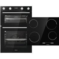 Hisense BI6095CGUK Built In 60cm Electric Double Oven A/A Oven & Hob Pack Black