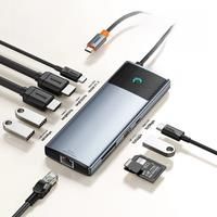 Baseus USB HUB 4K 60Hz Dual HDMICompatible Adapter 10 in 1 Splitter RJ45 USB 3.1 PD 100W Type C Hub