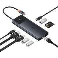 Baseus USB C HUB Dual HDMI 8K 4K Adapter 10-in-1 USB 3.2 10Gbps Splitter with RJ45 SD TF Type C PD