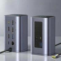 Baseus 12-in-1 USB C HUB to HDMI 4K@60Hz Dual Display USB 3.2 Adapter with RJ45 SD TF PD 100W