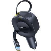 Baseus 30W Car Charger USB-C Type-C Retractable Fast Charging Car Phone Charger Adapter For iPhone Samsung Xiaomi Huawei In Car